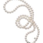 Strand of pearls with an 18ct white gold pearl clasp.