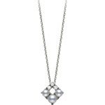 18ct white gold Mikimoto pearl and diamond square shaped pendant
