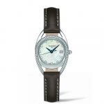 Equestrian Mother of Pearl Diamond Brown Strap