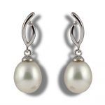 9ct White Gold, pearl drop Earrings