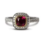 18ct white gold Diamond and Ruby Cocktail Ring