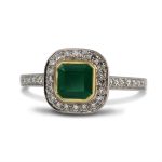 18ct White and Yellow Gold Emerald and Diamond Cocktail Ring