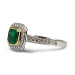 18ct White and Yellow Gold Emerald and Diamond Cocktail Ring