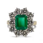 18ct Yellow gold Emerald & Diamond Ring