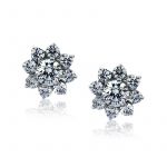 9ct White Gold Flower Cluster Studs