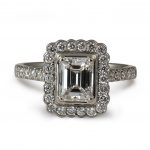 Platinum Faroe emerald cut diamond ring
