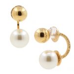 Rebecca Bronze gold shell pearl hoop earrings