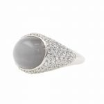 Viventy Silver Pave CZ and Synthetic Moonstone Ring