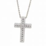 Viventy Silver Pave Set CZ Cross and Chain