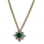 18ct Yellow Gold Emerald and Diamond Necklace