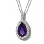 18ct White Gold Amethyst and Diamond Necklace