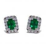 18ct White Gold Emerald Diamond Earrings