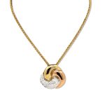 9ct Yellow Gold Diamond Knot Pendant Necklace