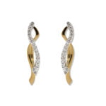 9ct Yellow and White Gold 0.16ct Diamond Earrings