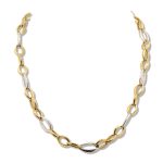 9ct White and Yellow Gold Oval Link Necklace