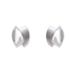 9ct White Gold double shield stud Earrings