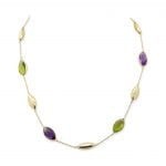9ct Yellow Gold Amethyst and Peridot Necklace