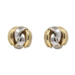 9ct Yellow and White Gold Fancy Knot Earrings