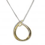 9ct Yellow and White Gold 0.05ct Diamond Hoop Necklace
