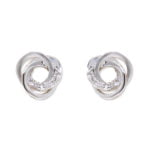 9ct White Gold 0.03ct Diamond Knot Earrings