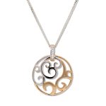 9ct Rose and White Gold Swirl Necklace