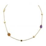 9ct Yellow Gold Amethyst, Citrine, Topaz and Quartz Necklace