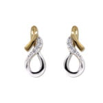 9ct Yellow and White Gold 0.08ct Diamond Earrings