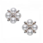18ct White gold Mikimoto four pearl cluster stud earrings