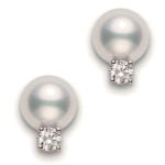 18ct White gold Mikimoto AA quality 8-8.5mm pearl and diamond stud earrings