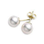 18ct Yellow gold Mikimoto 7.5-8mm AAA grade pearl stud earrings