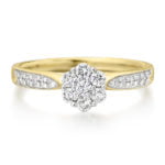 18ct Yellow Gold 0.32ct Diamond Cluster Engagement Ring