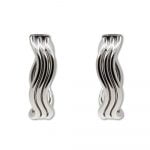 9ct White Gold 3 row wavy Hoop Earrings