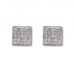 18ct White Gold square 0.12ct Diamond Earrings
