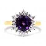 18ct Yellow Gold 1.81ct Amethyst and 0.18ct Diamond Ring