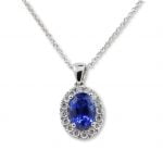 18ct White Gold 1ct Sapphire and 0.19ct Diamond Necklace