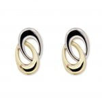 9ct Yellow and White gold Offset oval Earrings