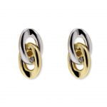 9ct Yellow and White Gold Oval Link Earrings