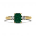 18ct Yellow Gold 1.00ct Emerald and 0.30ct Diamond Ring