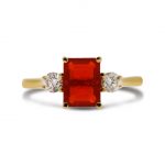 18ct Yellow Gold 1.25ct Fire opal and  0.35ct Diamond Ring