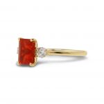 18ct Yellow Gold 1.25ct Fire opal and  0.35ct Diamond Ring