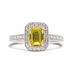 18ct White Gold Diamond and Yellow Sapphire Ring.