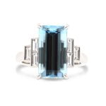 Platinum Aqua & Diamond 7 Stone Ring