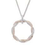 18ct White & Rose Gold Diamond Pendant